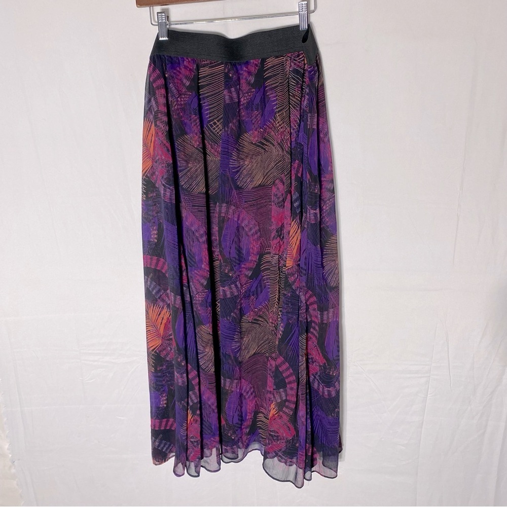 Addition Elle Black Purple Pink Exotic Print Layered Midi Skirt 16 Festival Boho - Picture 11 of 12